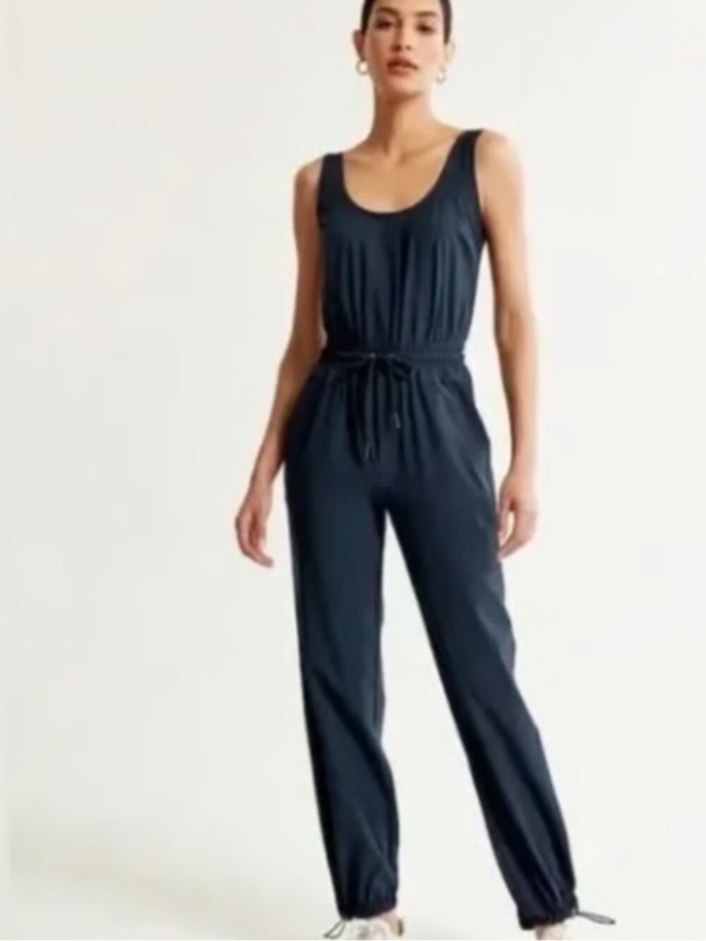 Abercrombie & Fitch Navy Sleeveless Drawstring Waist Travel Jumpsuit